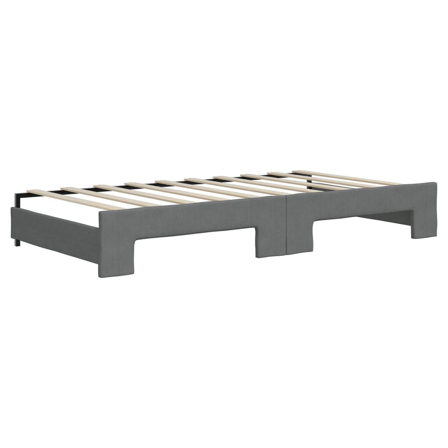 Slaapbank Onderschuifbed En Lades Stof 90 x 190 cm Donkergrijs met onderschuifbed en lade