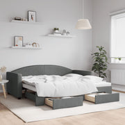 Slaapbank onderschuifbed met lades 90x190 cm donkergrijs