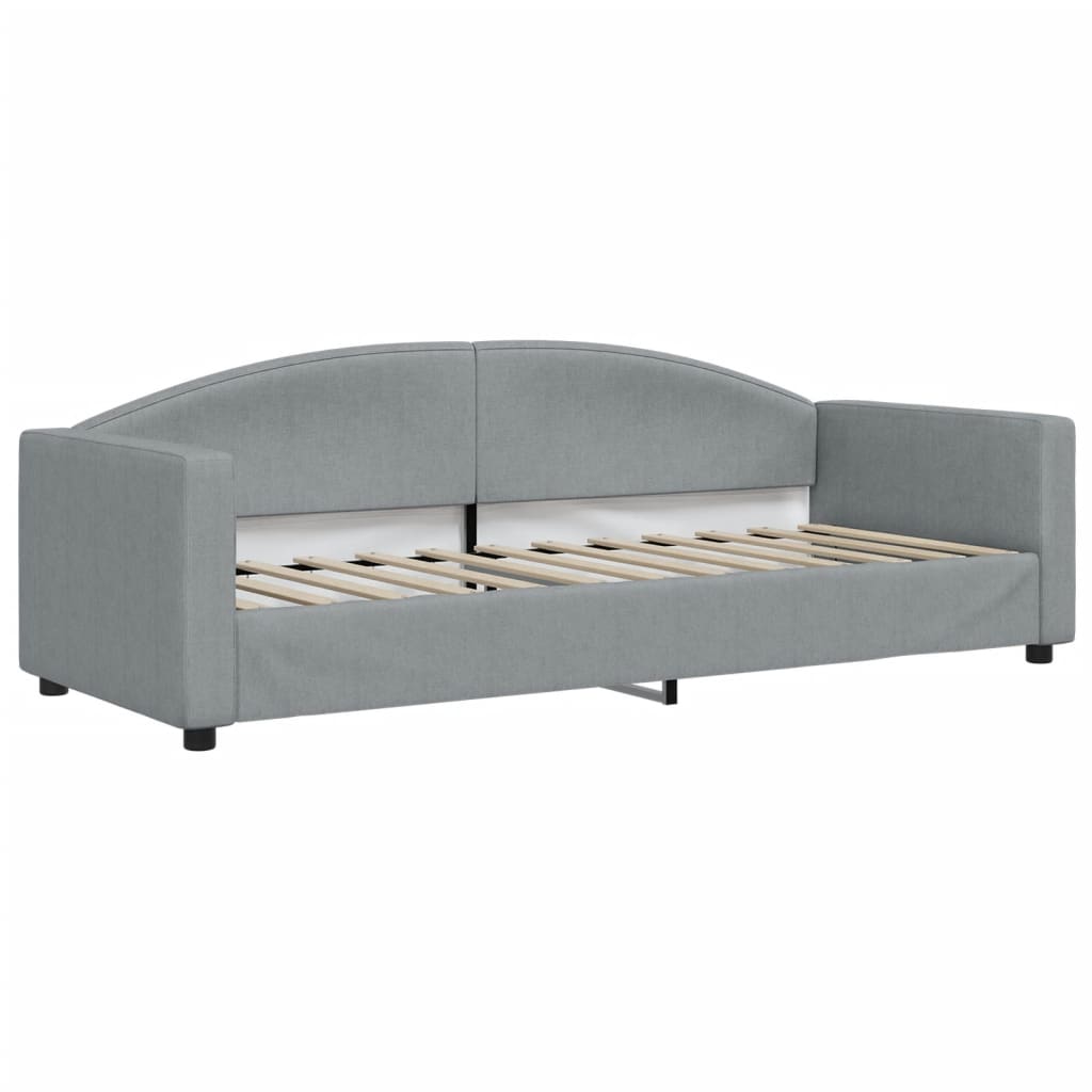 Slaapbank Met Onderschuifbed En Lades Stof 80 x 200 cm Lichtgrijs met onderschuifbed en lade en matras