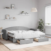Slaapbank met onderschuifbed en lades 80x200 cm lichtgrijs
