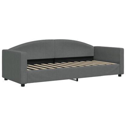 Slaapbank Onderschuifbed En Lades Stof 80 x 200 cm Donkergrijs met onderschuifbed en lade en matras