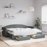 Slaapbank onderschuifbed lades 80x200 cm donkergrijs