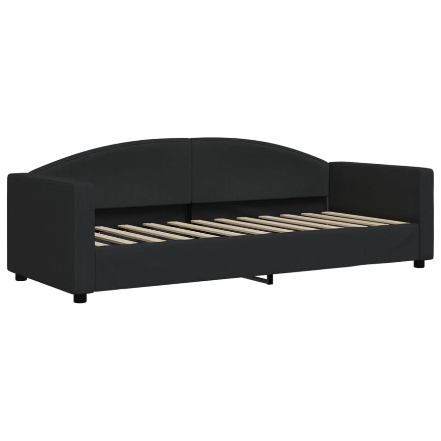 Slaapbank Met Onderschuifbed En Lades Stof 80 x 200 cm Zwart met onderschuifbed en lade en matras