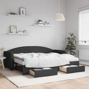 Slaapbank onderschuifbed lades 80x200 cm stof zwart
