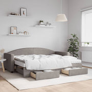 Slaapbank met onderschuifbed en lades 223x90x75 cm taupe
