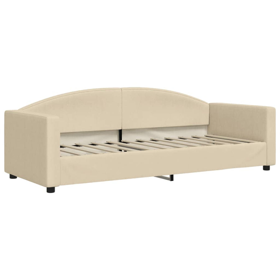 Slaapbank Met Onderschuifbed En Lades Stof Kleur 80 x 200 cm Crème met onderschuifbed en lade en matras