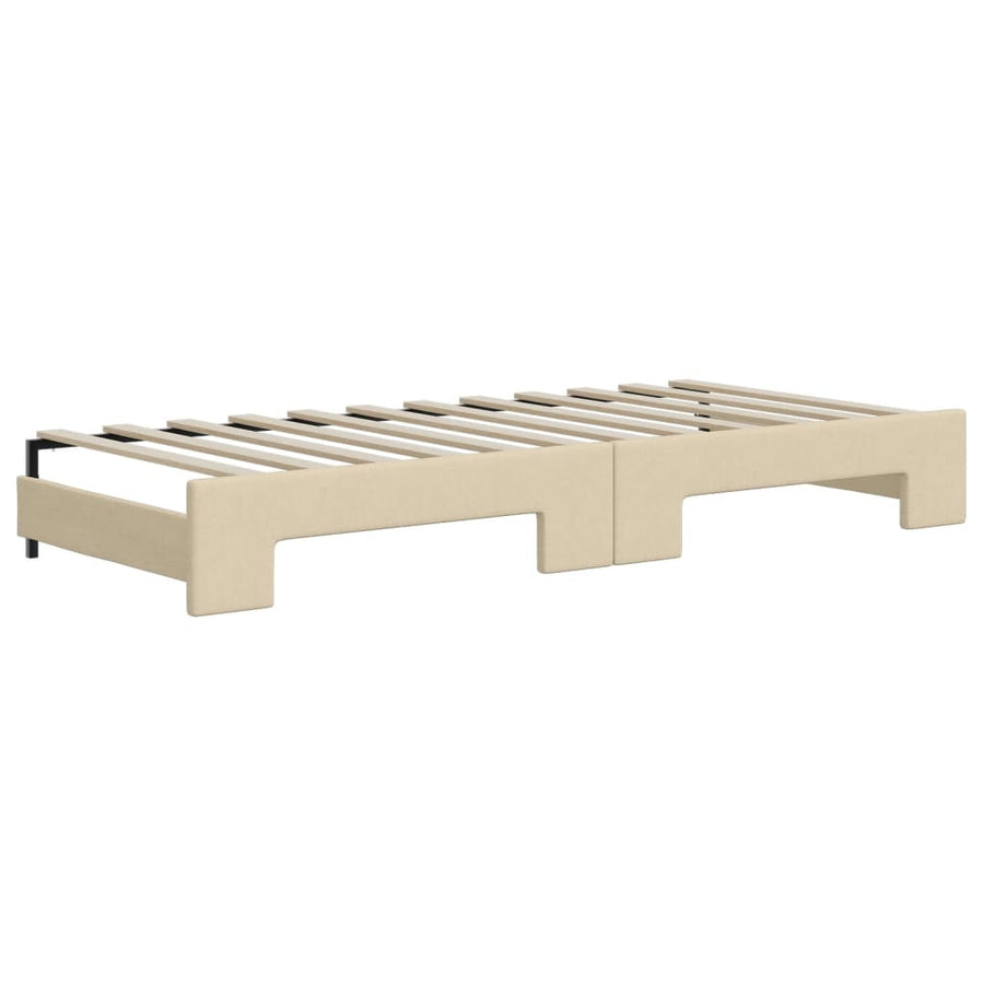 Slaapbank Met Onderschuifbed En Lades Stof Kleur 80 x 200 cm Crème met onderschuifbed en lade en matras