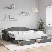 Slaapbank onderschuifbed lades 90x200 cm donkergrijs