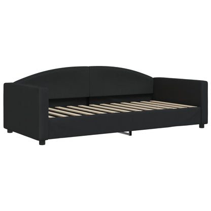 Slaapbank Met Onderschuifbed En Lades Stof 90 x 200 cm Zwart met onderschuifbed en lade en matras