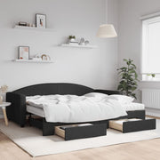 Slaapbank onderschuifbed lades 90x200 cm zwart