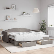 Slaapbank met onderschuifbed en lades 90x200 cm taupe
