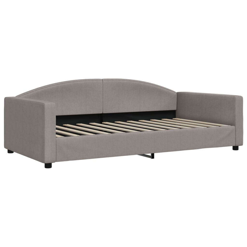 Slaapbank Met Onderschuifbed En Lades Stof 100 x 200 cm Taupe met onderschuifbed en lade en matras