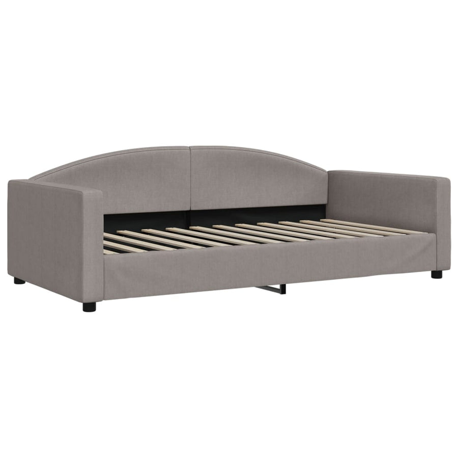 Slaapbank Met Onderschuifbed En Lades Stof 100 x 200 cm Taupe met onderschuifbed en lade en matras