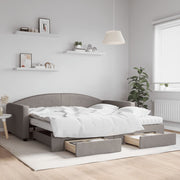 Slaapbank met onderschuifbed en lades 100x200 cm taupe