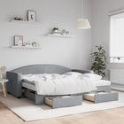 Slaapbank met onderschuifbed en lades 90x190 cm lichtgrijs