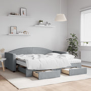 Slaapbank met onderschuifbed en lades 90x190 cm lichtgrijs