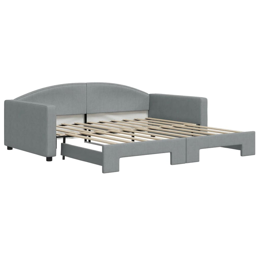Slaapbank met onderschuifbed 100x190 cm stof lichtgrijs (VS)