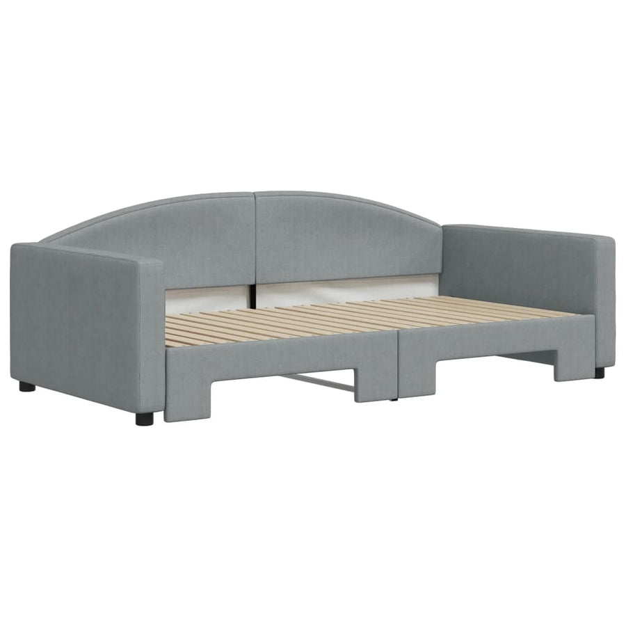 Slaapbank met onderschuifbed 100x190 cm stof lichtgrijs (VS)