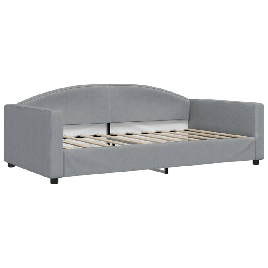 Slaapbank met onderschuifbed 100x190 cm stof lichtgrijs (VS)