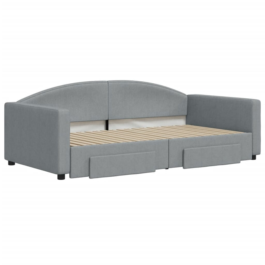 Slaapbank onderschuifbed lades 100x190 cm stof lichtgrijs (VS)