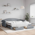 Slaapbank onderschuifbed 100x190 cm stof lichtgrijs