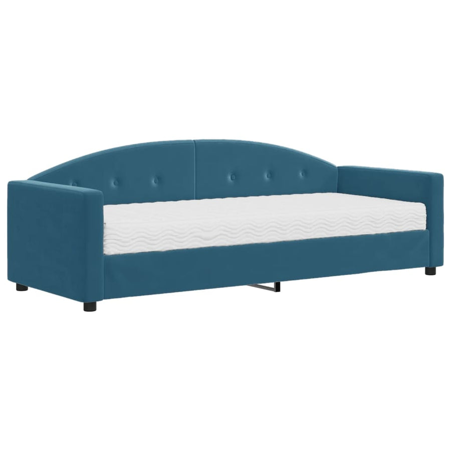 Slaapbank Fluweel 80 x 200 cm Blauw met matras