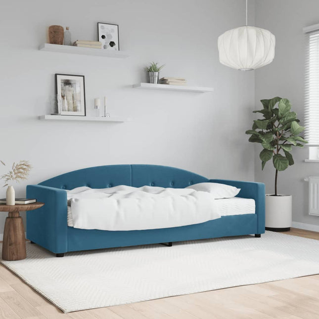 Slaapbank Fluweel 80 x 200 cm Blauw met matras