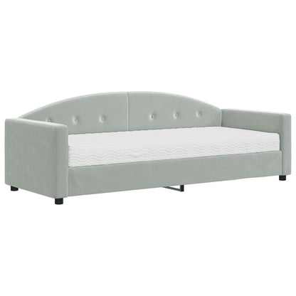 Slaapbank Fluweel 80 x 200 cm Lichtgrijs met matras