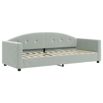 Slaapbank Fluweel 80 x 200 cm Lichtgrijs met matras