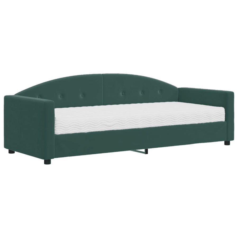 Slaapbank Fluweel 80 x 200 cm Donkergroen met matras