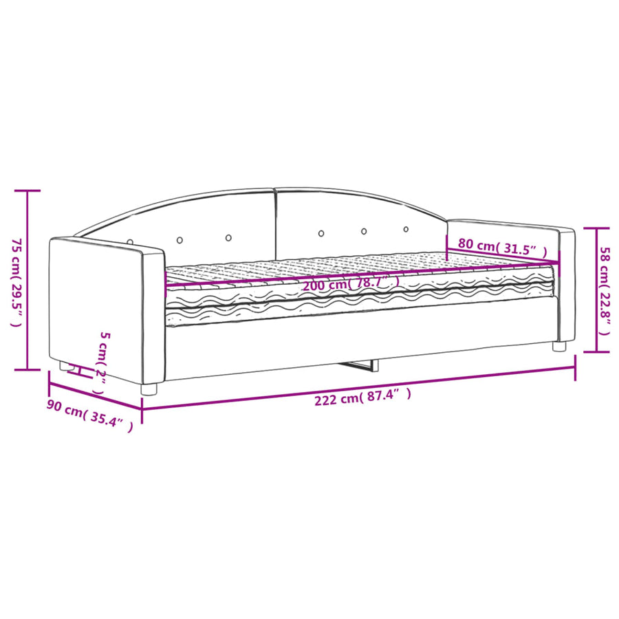 Slaapbank Fluweel 80 x 200 cm Donkergroen met matras