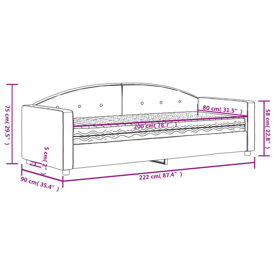 Slaapbank Met Matras 80X200 Cm Fluweel Roze Roze 80 x 200 cm
