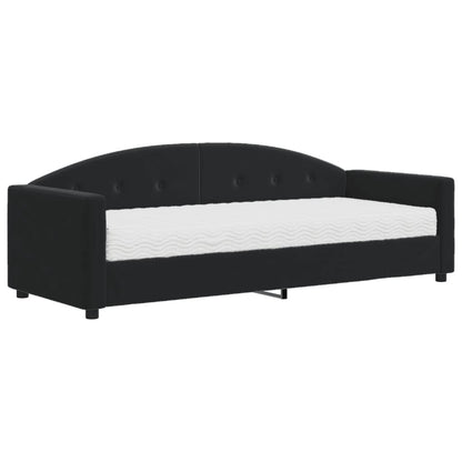 Slaapbank Fluweel 80 x 200 cm Zwart met matras