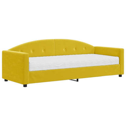 Slaapbank Fluweel Geel 80 x 200 cm met matras