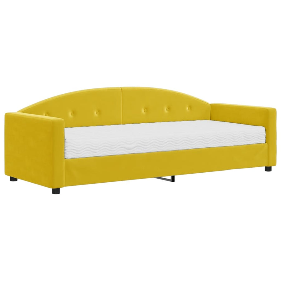 Slaapbank Fluweel Geel 80 x 200 cm met matras