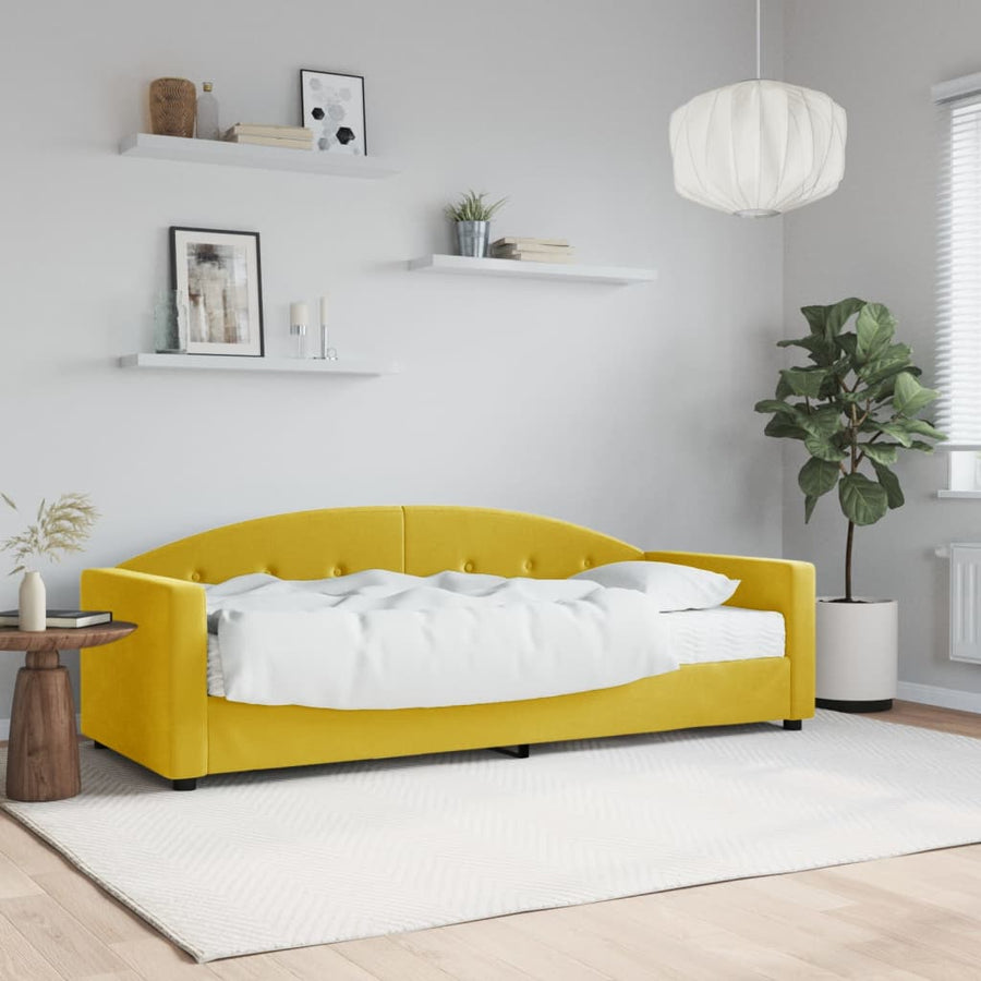 Slaapbank Fluweel Geel 80 x 200 cm met matras