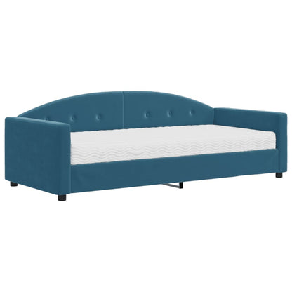 Slaapbank Fluweel 90 x 200 cm Blauw met matras