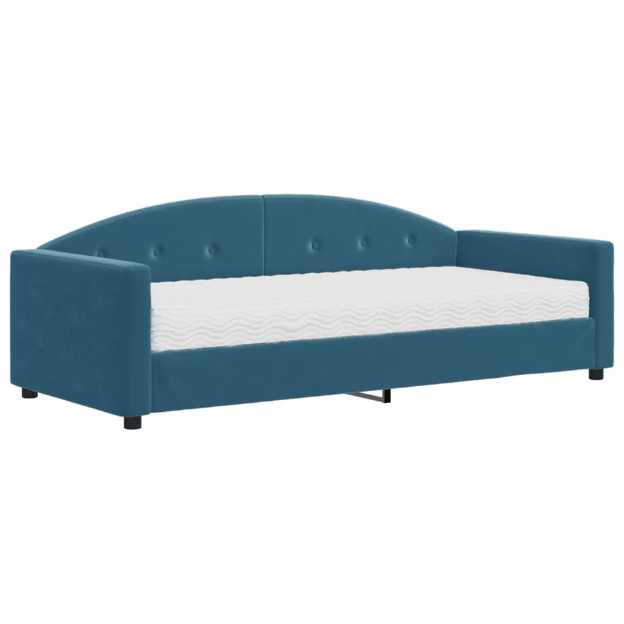 Slaapbank Fluweel 90 x 200 cm Blauw met matras