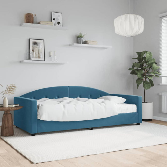 Slaapbank Fluweel 90 x 200 cm Blauw met matras