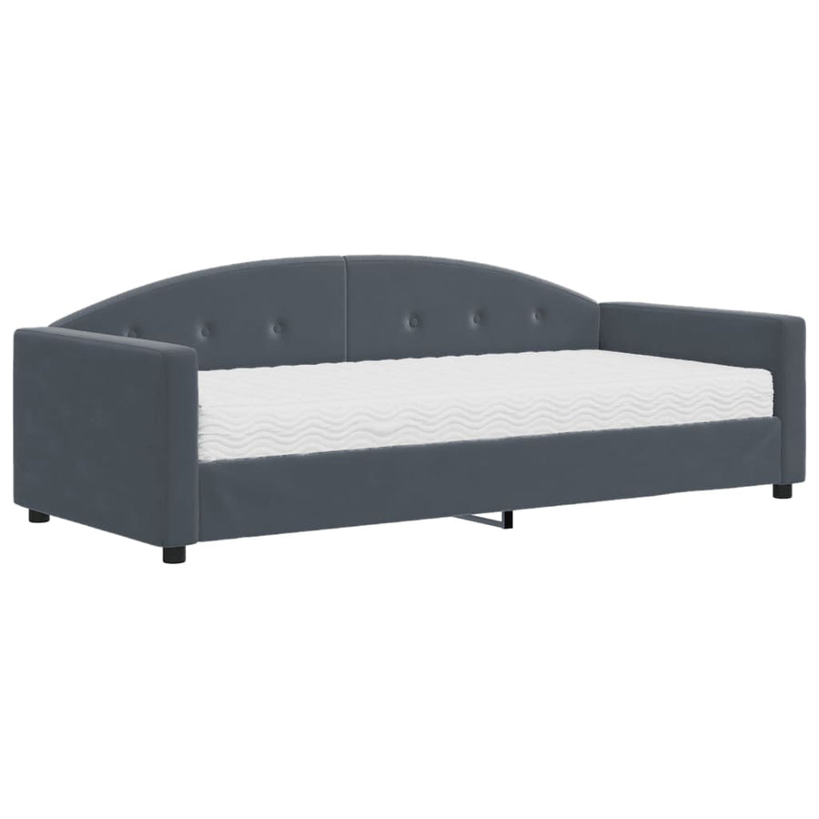 Slaapbank met matras 90x200 cm fluweel donkergrijs