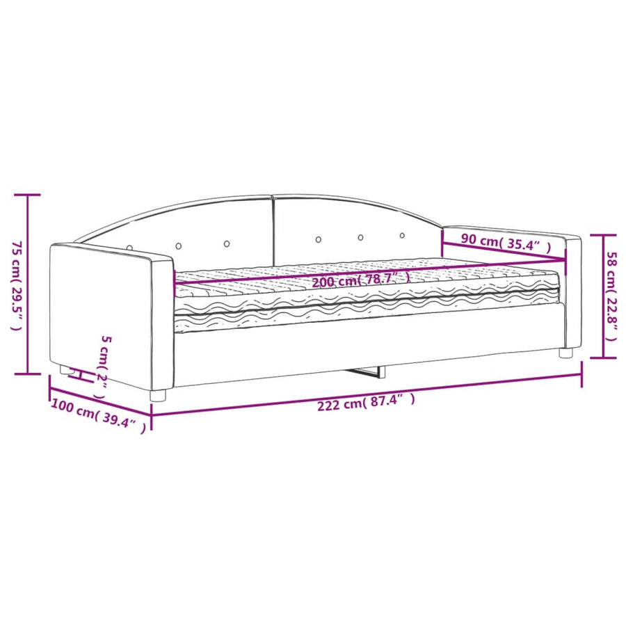 Slaapbank Fluweel 90 x 200 cm Donkergroen met matras