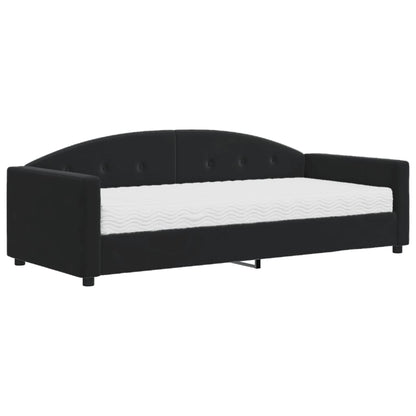 Slaapbank Fluweel 90 x 200 cm Zwart met matras