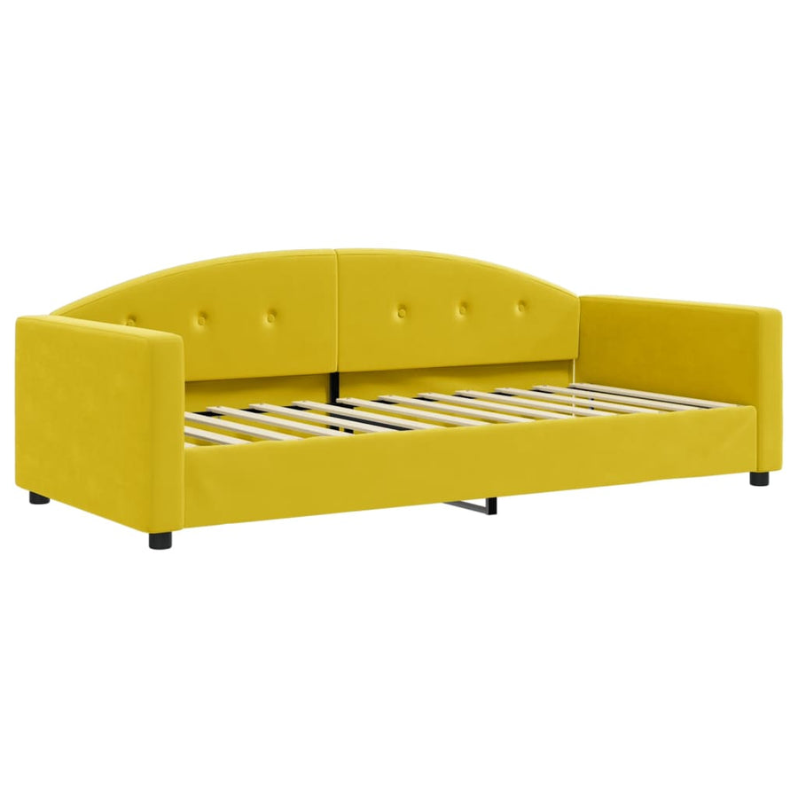 Slaapbank Fluweel 90 x 200 cm Geel met matras
