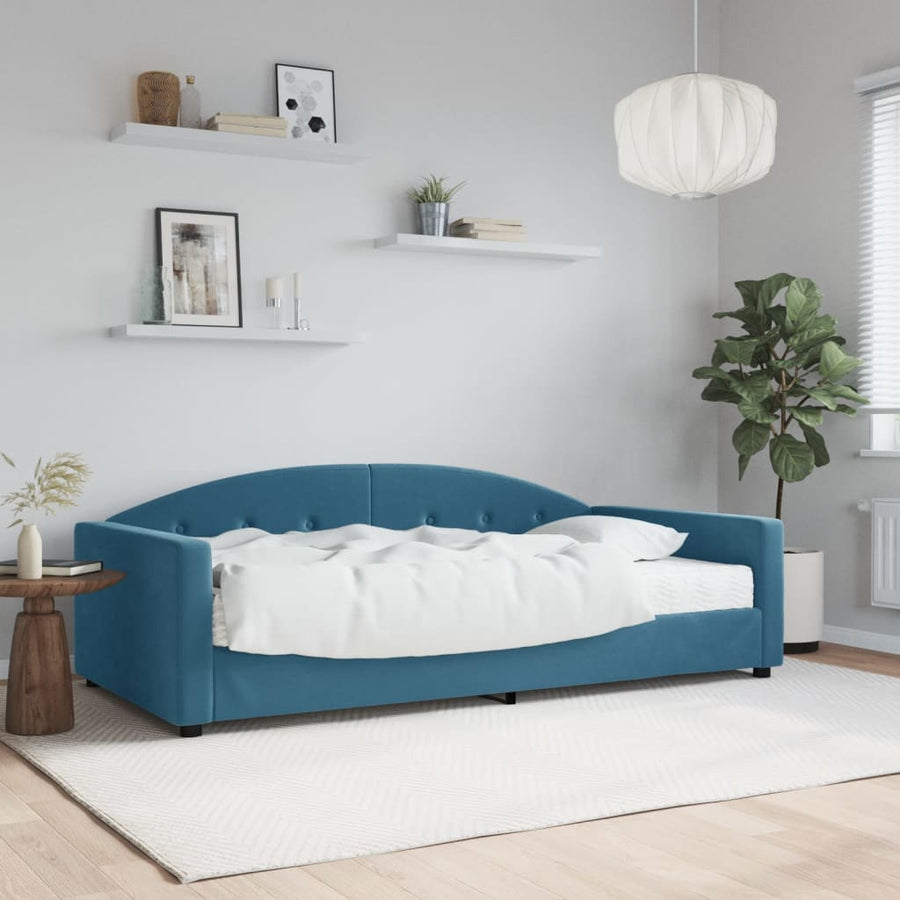 Slaapbank Fluweel 100 x 200 cm Blauw met matras