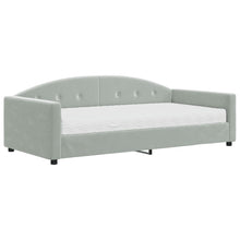 Slaapbank Fluweel 100 x 200 cm Lichtgrijs met matras