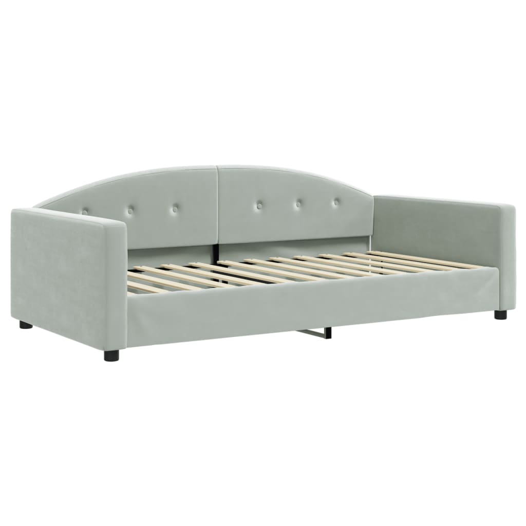 Slaapbank Fluweel 100 x 200 cm Lichtgrijs met matras