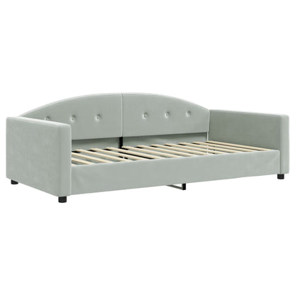 Slaapbank Fluweel 100 x 200 cm Lichtgrijs met matras