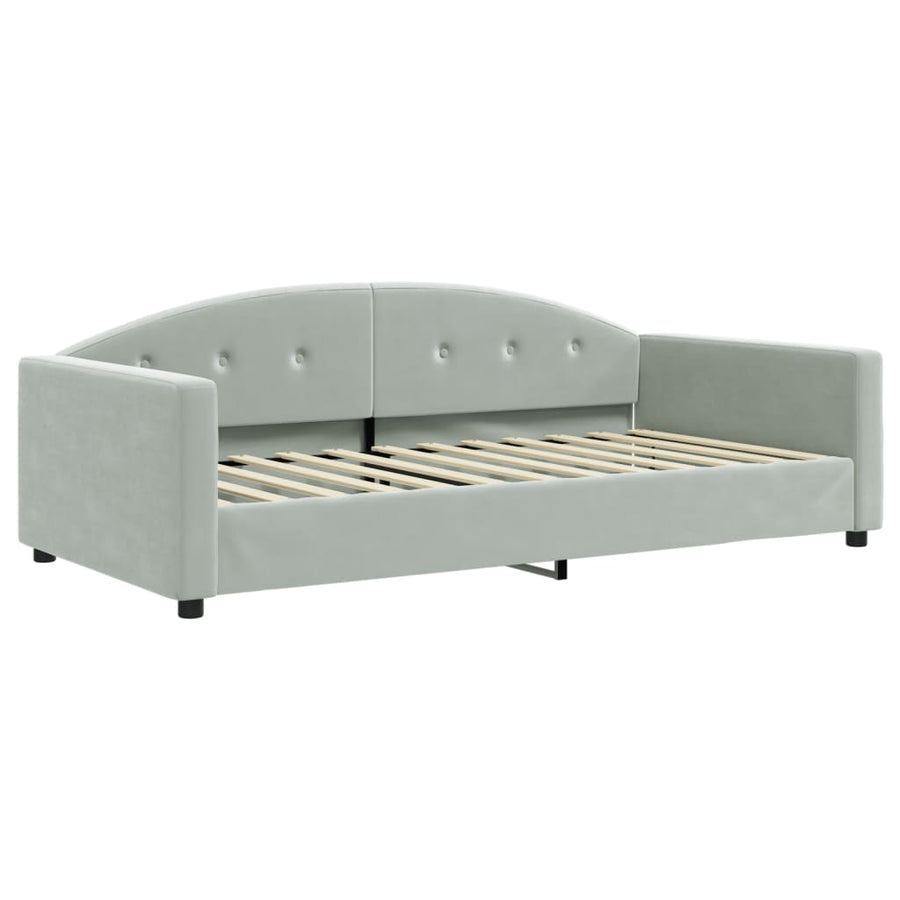 Slaapbank Fluweel 100 x 200 cm Lichtgrijs met matras