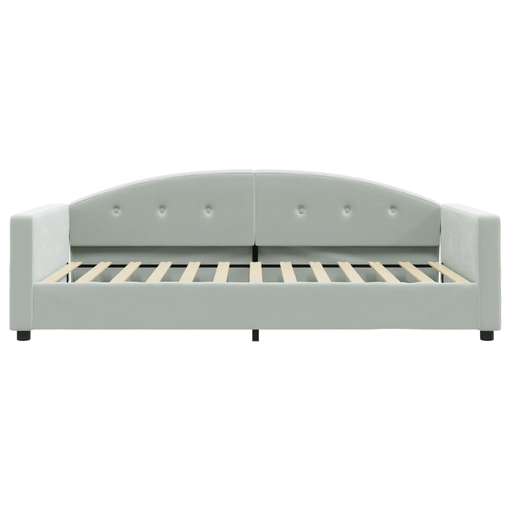 Slaapbank Fluweel 100 x 200 cm Lichtgrijs met matras