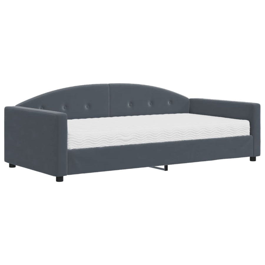 Slaapbank met matras 100x200 cm fluweel donkergroen